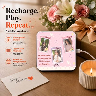 Gift for Trio Friends Personalized Musical Fridge Mganet with Playing Song Feature Friendship Gift for Trio  Birthday Gift for Bestie